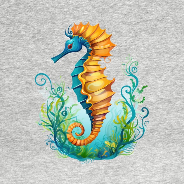 Watercolor Seahorse by zooleisurelife